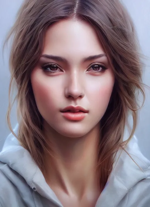 Image similar to photo of a gorgeous young woman in the style of stefan kostic, realistic, sharp focus, 8 k high definition, insanely detailed, intricate, elegant, art by stanley lau and artgerm