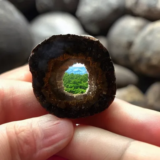 Prompt: jurassic park logo in a geode