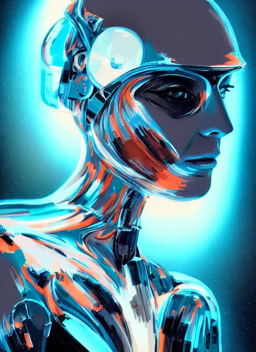 Prompt: symmetry!!! closeup portrait of a cyborg transparent girl, fashion cyber jumpsuit with big shoulder pads, cinematic light, backlight, windy, teal orange, smoke trails, mist, by gerald brom, by mikhail vrubel, by peter elson, muted colors, extreme detail, trending on artstation, 8 k