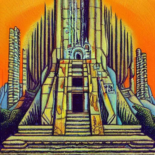 Image similar to great temple by kelly freas