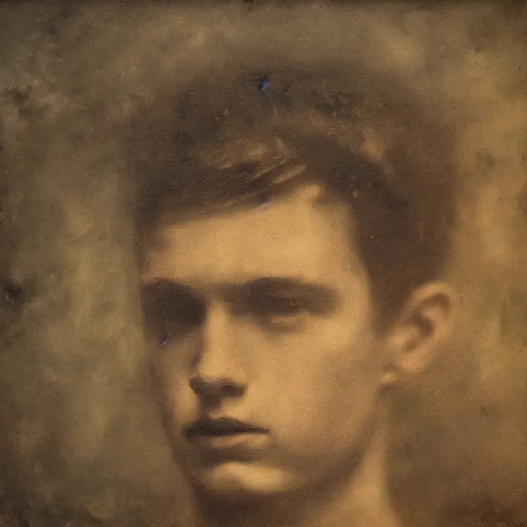 Prompt: Antique tintype of Beautiful warmly lit close up expressionistic studio portrait of young teenage Captain America frowning severely, impasto oil painting heavy brushstrokes by Cy Twombly and Anselm Kiefer , trending on artstation dramatic lighting abstract Expressionism