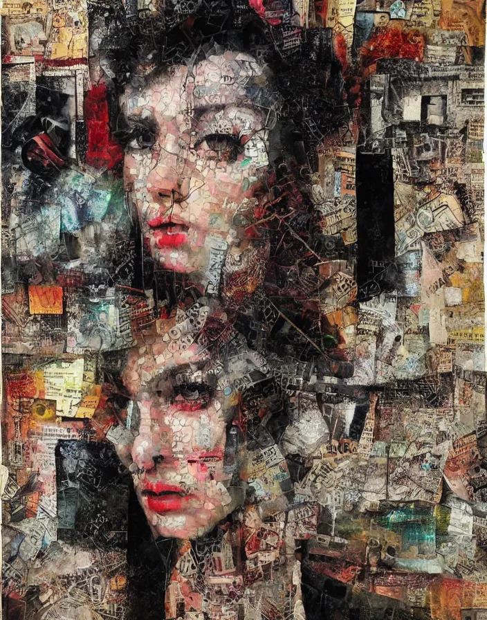 Image similar to deja vu detailed mixed media collage with canvas texture, conteporary art, punk art, realistic face, photorealistic, expressionism, masterpiece, perfect composition, spectacular quality, intricate oil details