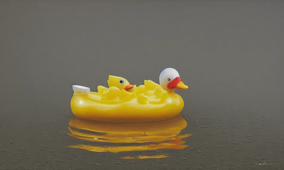 Prompt: a wet crystal rubber ducky on an isolated white background, light shining from behind, by lee madgwick