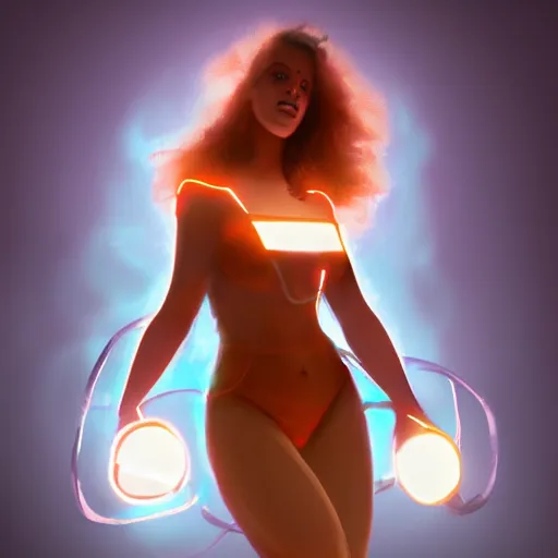 Image similar to electric woman, by dominik mayer