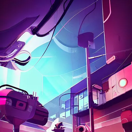 Prompt: stylish colors. Sci-fi gas station in style of cytus and deemo, mysterious vibes, set in half-life 2, beautiful with eerie vibes, very inspirational, very stylish, surrealistic, perfect digital art, mystical journey in strange world, bastion game
