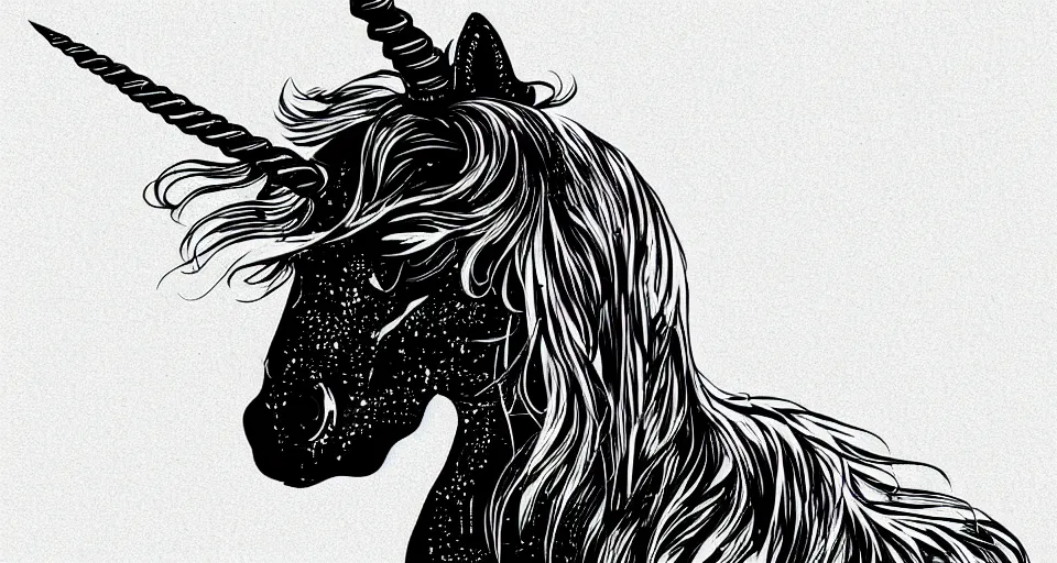 Image similar to tired unicorn, vector art, white background, trending on Artstation, CGSociety