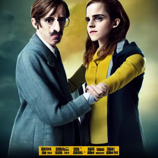 Prompt: Emma Watson as The Doctor's newest companion. Ricky Berwick as The Doctor. Promotional Poster.