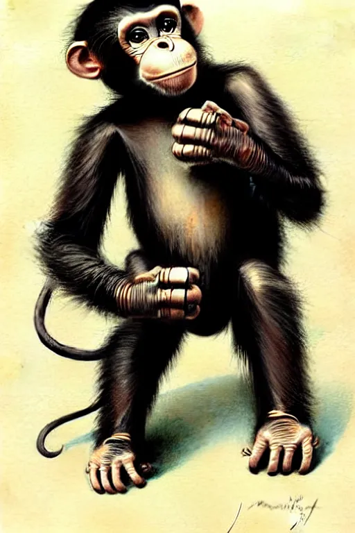 Image similar to (((((1950s robot chimp . muted colors.))))) by Jean-Baptiste Monge !!!!!!!!!!!!!!!!!!!!!!!!!!!!!!