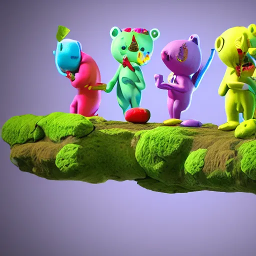 Prompt: happy tree friends, 3 d octane render