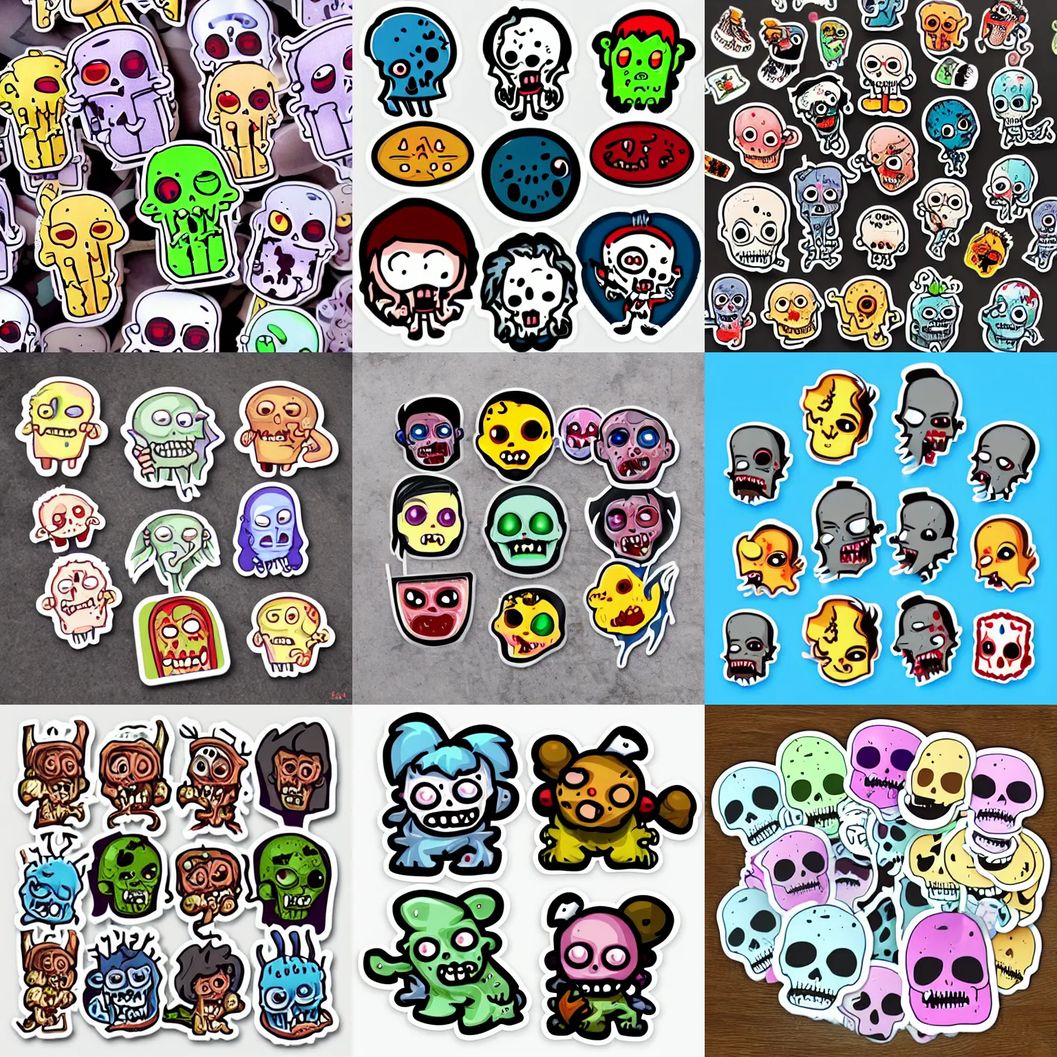 Prompt: cute zombies stickers