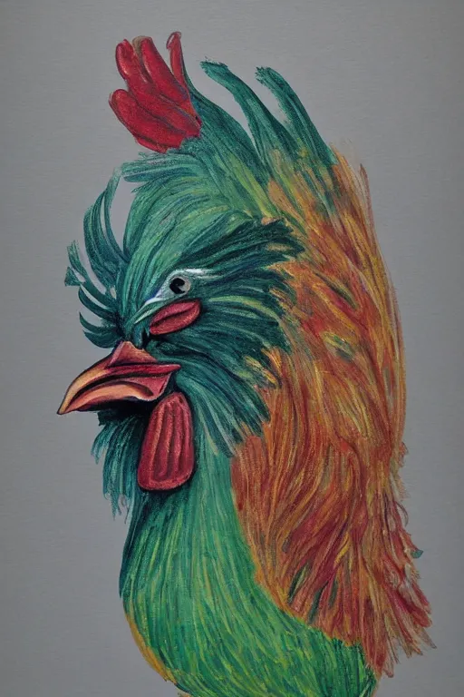 Prompt: portrait of a rooster, lunarpunk