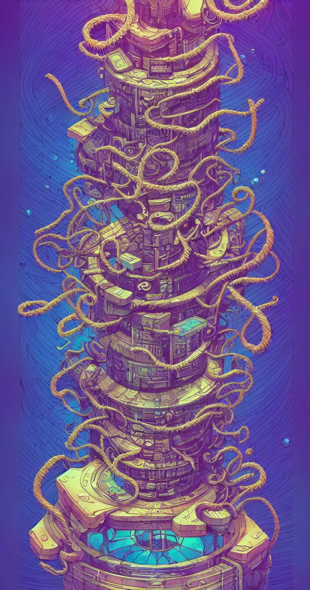 Image similar to arcane twisted turn of fate abstraction, centered award winning ink pen illustration, isometric abstract illustration by dan mumford, edited by craola, technical drawing by beeple and tooth wu, tiny details by artgerm and watercolor girl, symmetrically isometrically centered