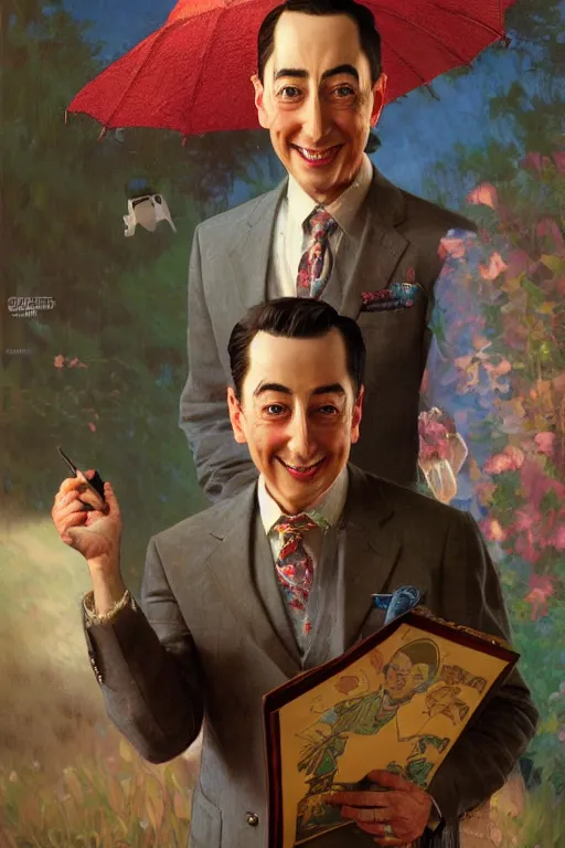 Image similar to Peewee Herman portrait by Stanley Artgerm Lau, greg rutkowski, thomas kindkade, alphonse mucha, loish, norman Rockwell