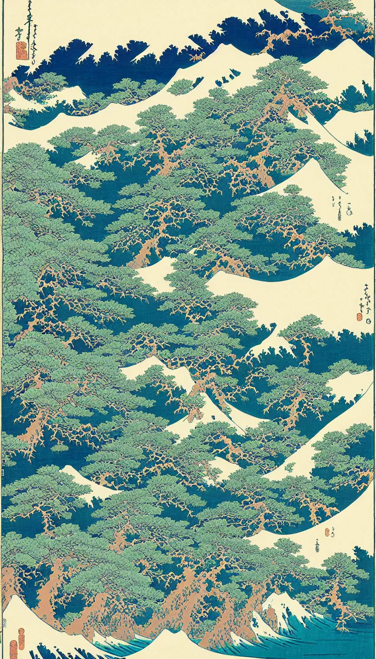 Image similar to olympic national park by hokusai