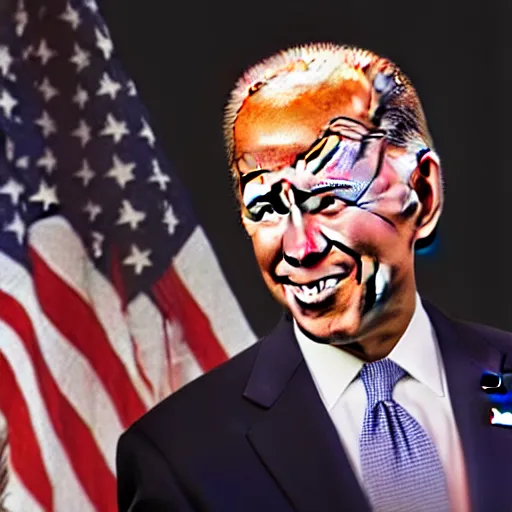 Image similar to joe biden in clown makeup smoking large blunt