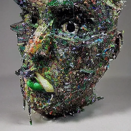 Prompt: stunning sculpture made of shattered glass by a surrealist artist