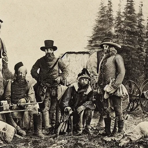 Prompt: french fur traders on the canadian frontier