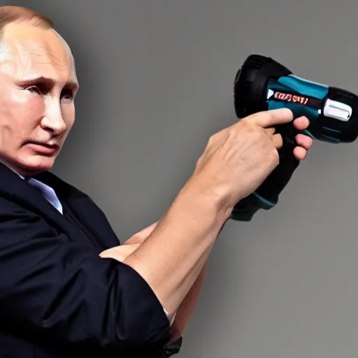 Image similar to Putin holding Electric Cordless Drill