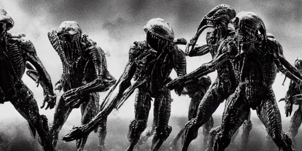 Image similar to film still, soldiers fighting monsters, from alien 2 ( 1 9 8 6 )