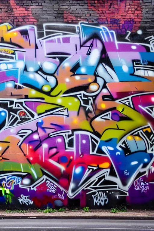 Image similar to wall full of graffiti tag and mural, photorealistic, smooth, 4 k, aesthetic lighting, baroque object, hyperdetailed, professional photography, pullitzer winning, photo by : canon eos 5 d mark iv, by karah mew and adnan abidi and jodie bateman