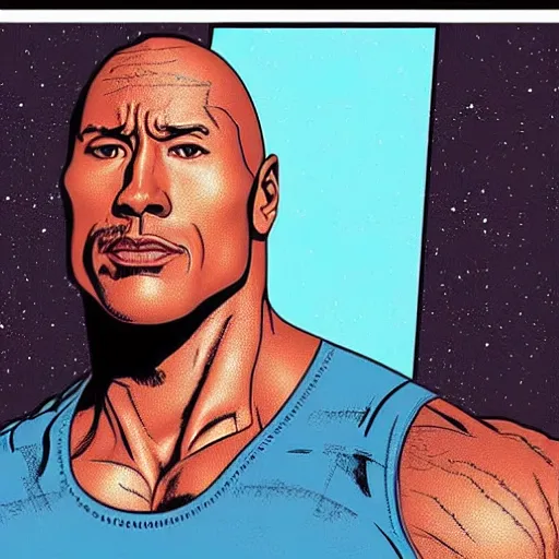 Image similar to “ dwayne johnson retro minimalist portrait by jean giraud, moebius starwatcher comic, 8 k ”