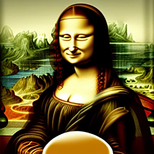 Prompt: mona lisa stoned out of her mind laughing funny