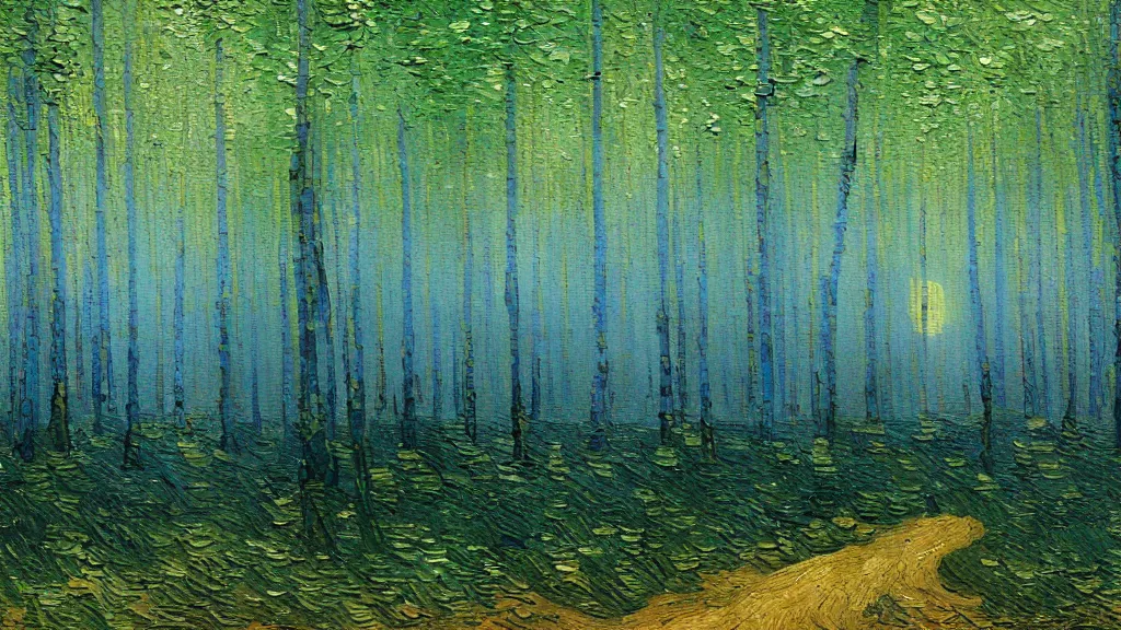 Interference Forest 2 - Van Gogh Watercolor on Van Gogh Bl…