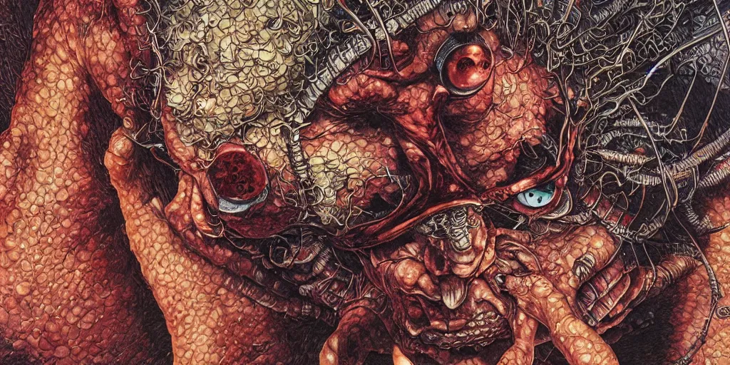 Image similar to closeup of insect man, by yoichi hatakenaka, masamune shirow, josan gonzales and dan mumford, ayami kojima, takato yamamoto, barclay shaw, karol bak