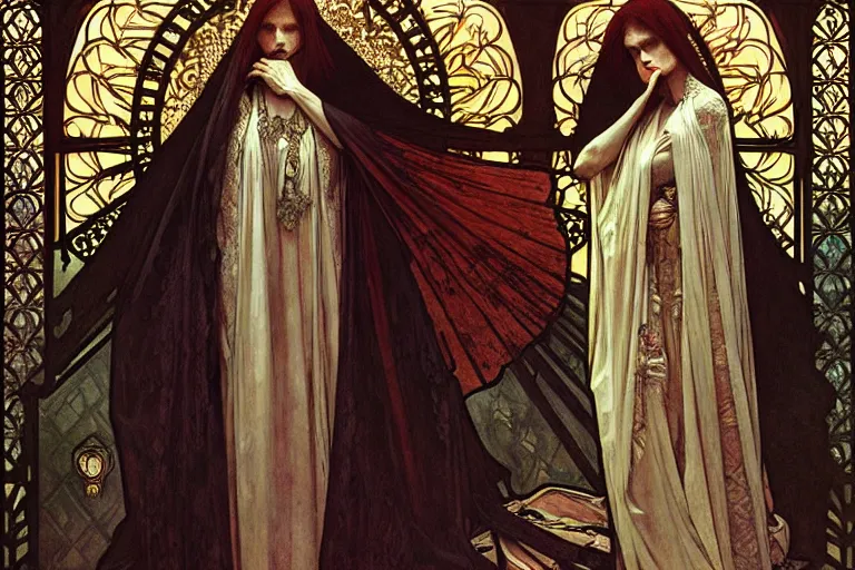 Prompt: intricate, elegant, dramatic, medieval queen mourning by artem demura and alphonse mucha