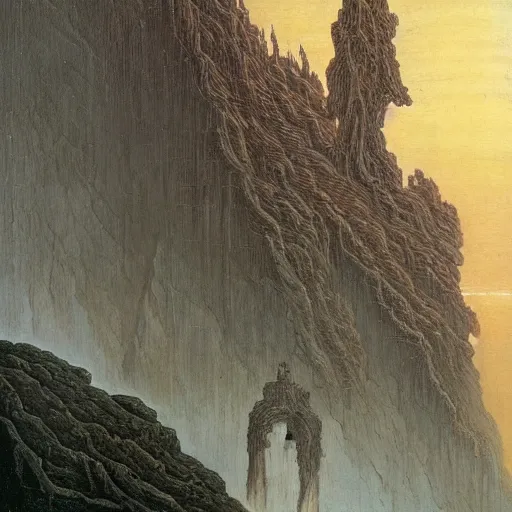 Image similar to intricate, 3 d, new vehicle design, style by caspar david friedrich and wayne barlowe and ted nasmith.