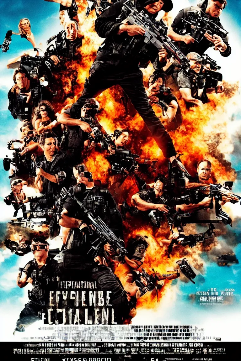 Image similar to a movie poster for an action film starring Steven Segel, explosive special effects, cinematic action sequences