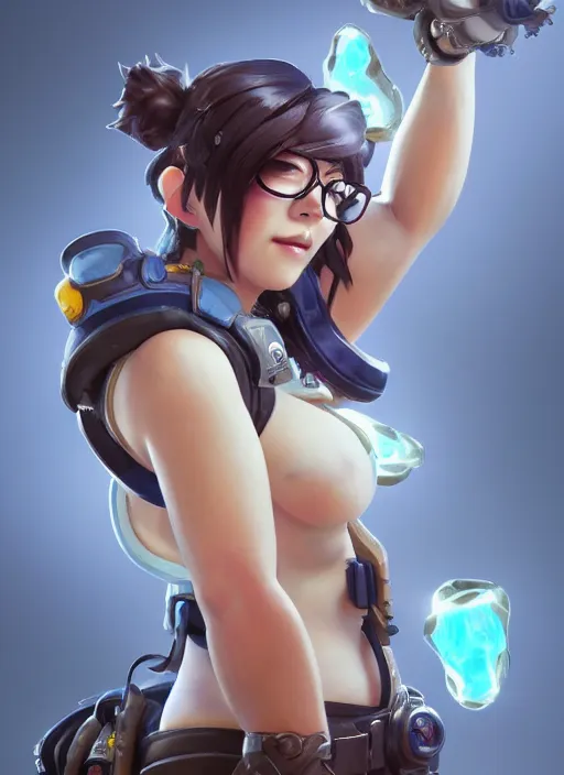 Image similar to mei from overwatch, au naturel, hyper detailed, digital art, trending in artstation, cinematic lighting, studio quality, smooth render, unreal engine 5 rendered, octane rendered, art style by klimt and nixeu and ian sprigger and wlop and krenz cushart.