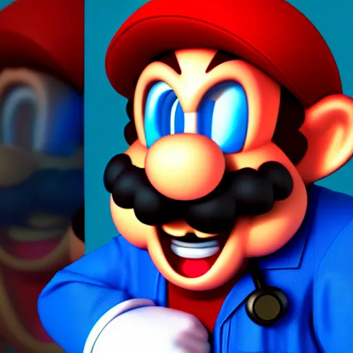 Image similar to portrait of Dr Mario, octane render, photorealistic, trending on artstation