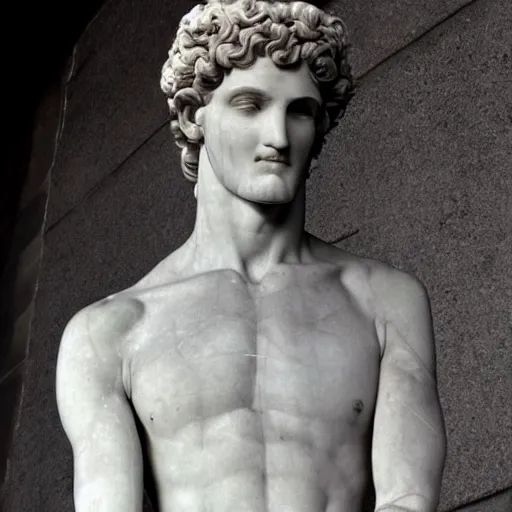 Image similar to handsome quidward, michelangelo david