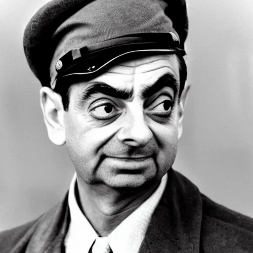 Prompt: Mr. Bean portrait in World War 2