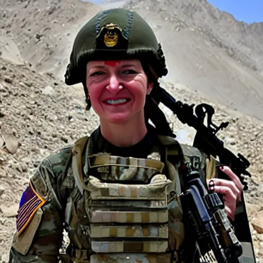 Prompt: Photo of Staff Sergeant Sheryl Sandberg, JSOC operator in Afghanistan