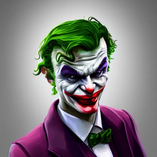 Image similar to Jerome Powell!! as The Joker, digital art, cgsociety, artstation, trending, 4k