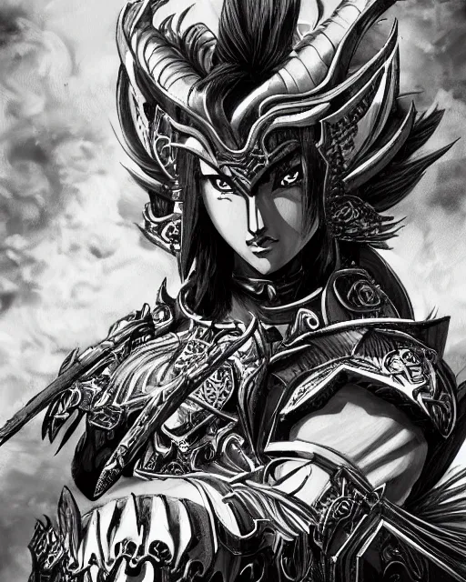 Image similar to a warrior making progress, black and white, highly detailed face, close-up, fantasy art, fighting art, in the style of masami kurumada, illustration, epic, fantasy, intricate, hyper detailed, artstation, concept art, smooth, sharp focus, ray tracing