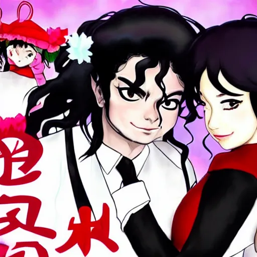 Image similar to Michael Jackson and his touhou waifu