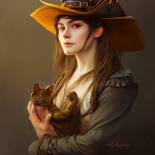 Prompt: Portrait of a Cat wearing a Pirate hat, photo, highly detailed oil painting, photorealistic, highly detailed, digital painting, artstation, concept art, smooth, sharp focus, illustration, art by artgerm and greg rutkowski and alphonse mucha