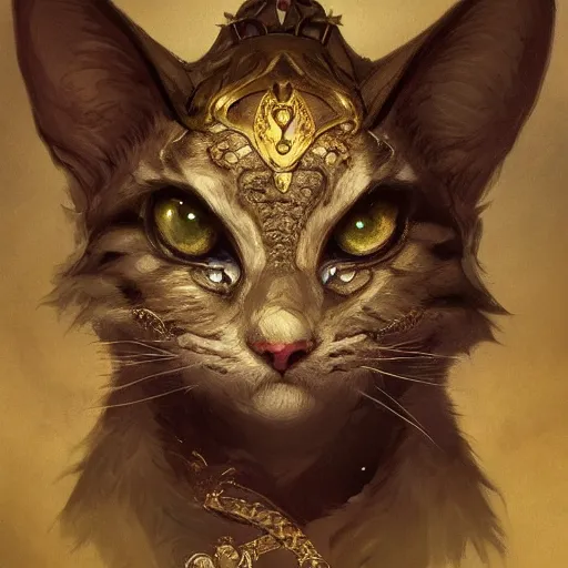 Image similar to A heraldic prince kitty cat with big cute eyes, D&D, fantasy, intricate, cinematic lighting, highly detailed, digital painting, artstation, concept art, smooth, sharp focus, illustration, art by Akihiko Yoshida, Greg Rutkowski and Alphonse Mucha