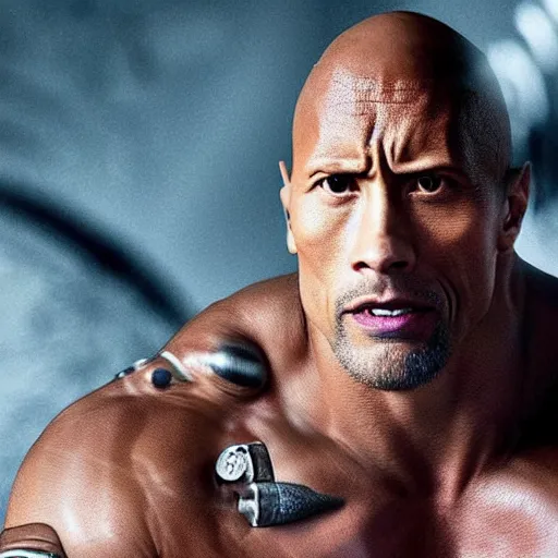 Prompt: Dwayne Johnson as a cyborg