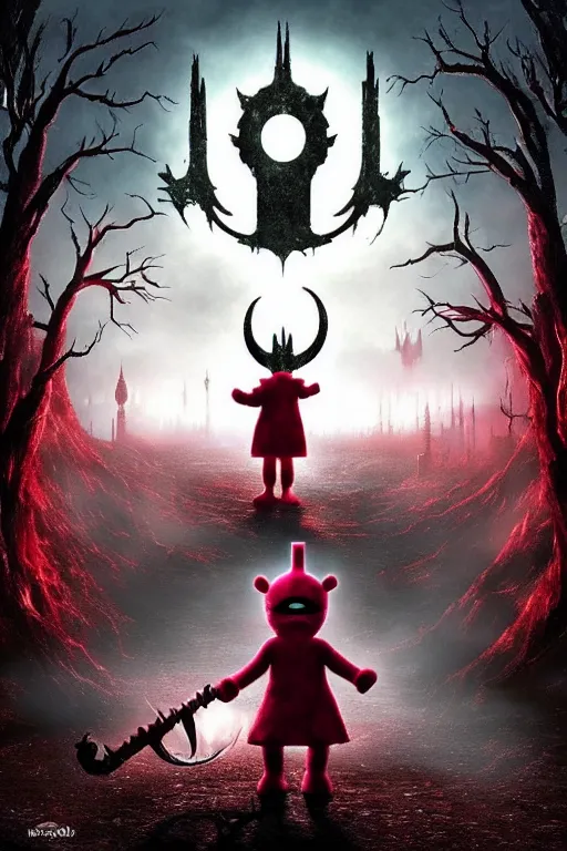 Image similar to “ teletubbies on the cover of bloodborne ”