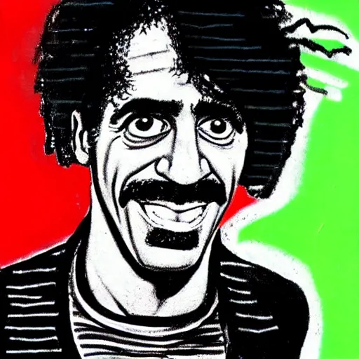 Image similar to frank zappa drawn by basquiat