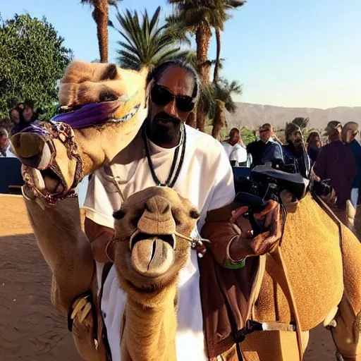 Prompt: snoop dogg riding a camel