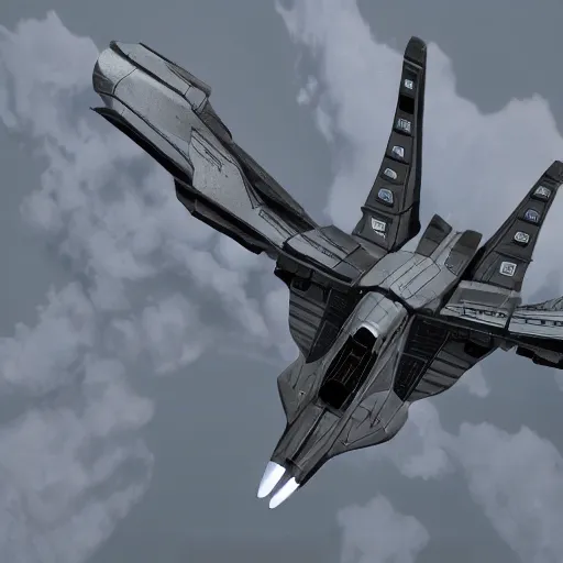 Image similar to symmetry!! a mechanized falcon with it's wings spread, gunmetal grey, top down view!! mecha, jet fighter, space shuttle, robotic, highly detailed, artstation, super realistic, unreal engine