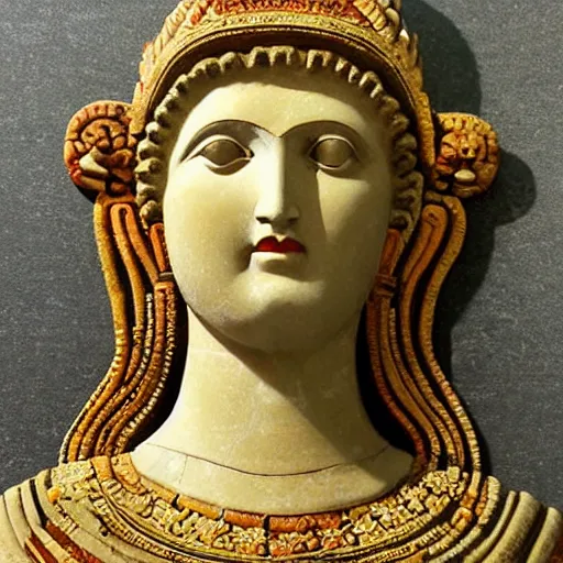 Prompt: portrait of beautiful ancient female god, artistic, symmetric.