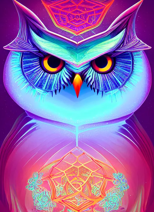 Image similar to symmetry!! product render poster vivid colors divine proportion owl, ice and snow, glowing fog intricate, elegant, highly detailed, digital painting, artstation, concept art, smooth, sharp focus, illustration,