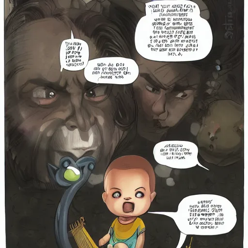 Image similar to portrait of angry baby harp se driving a tax cab, medium shot, highly coherent, saga comic, fiona staples