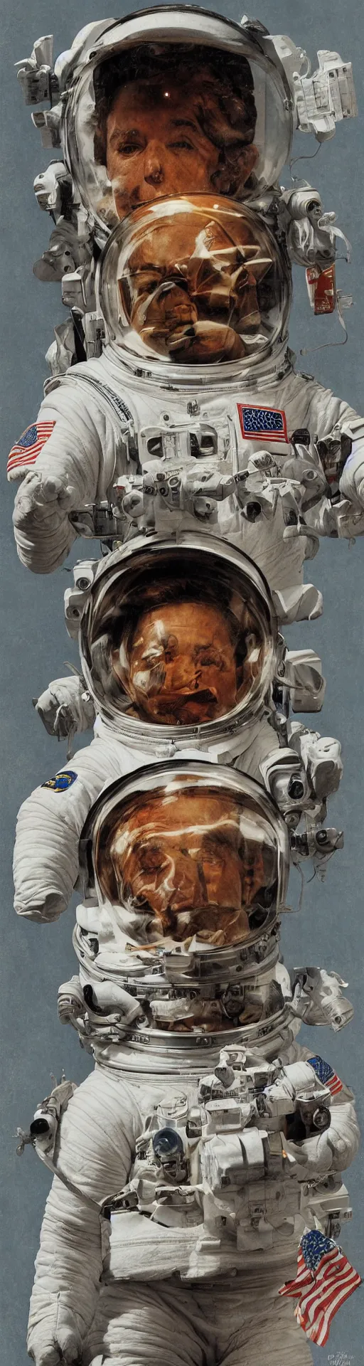 Image similar to a detailed bust of an astronaut art by norman rockwell, cinematic, epic composition, hd, digital painting, digital art, concept art, illustration, comic art, stylized, masterpiece, award - winning